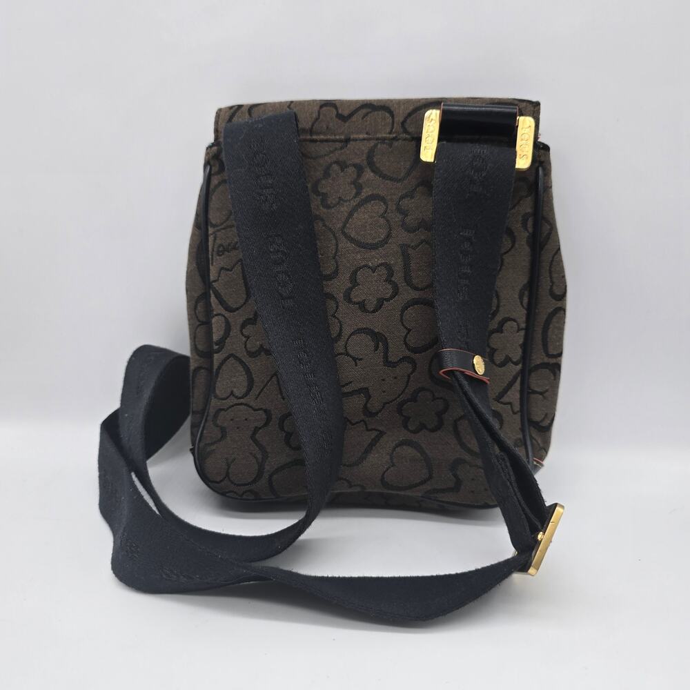Tous Brown and Black Monogram Crossbody Bag with Gold Hardware - Picture 2 of 6
